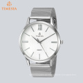 Hombres de plata Slim caso de acero inoxidable vestido de malla de reloj 72666